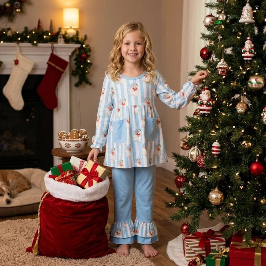 Blue Stripe Santa Set