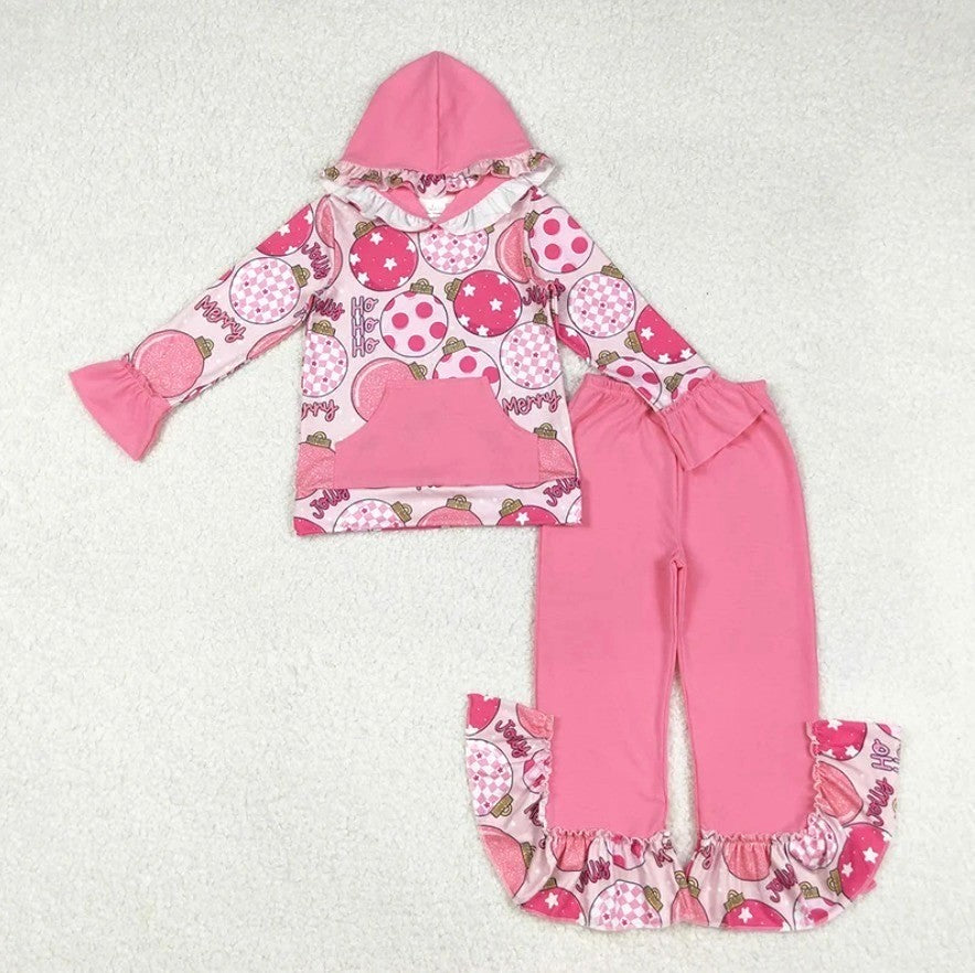 Pink Ornament Hoodie Pant Set