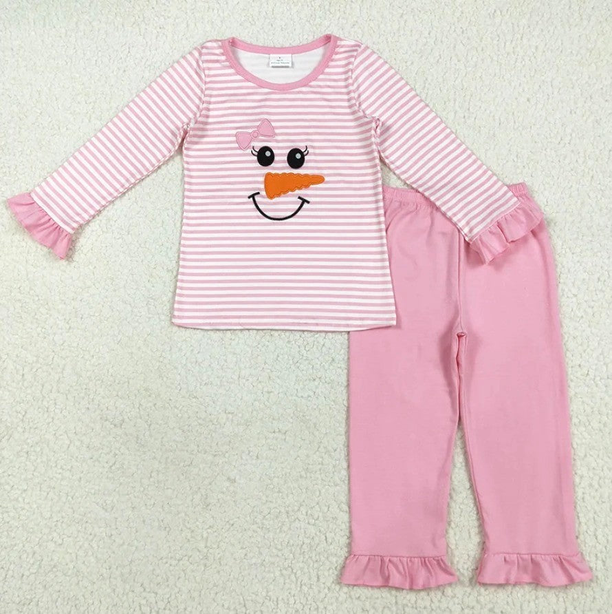 Pink Smiling Snowman Set