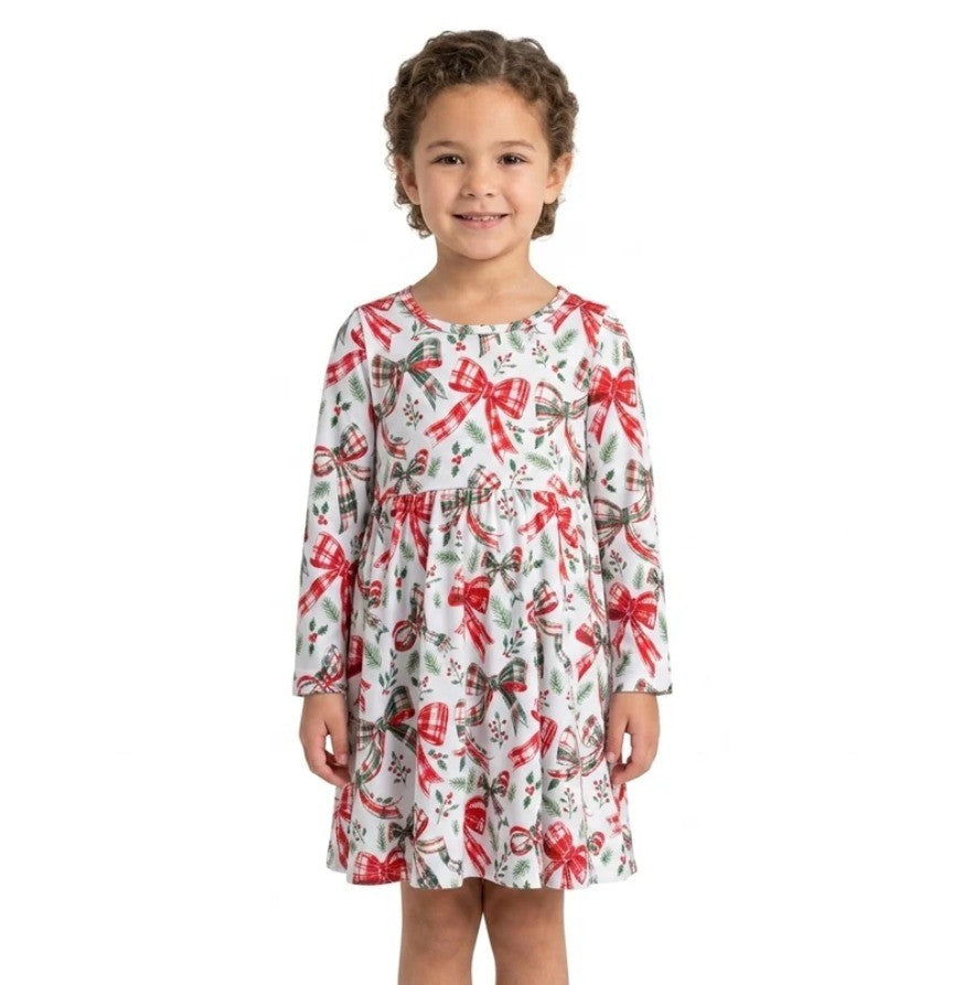 Plaid Coquette Christmas Bow Dress
