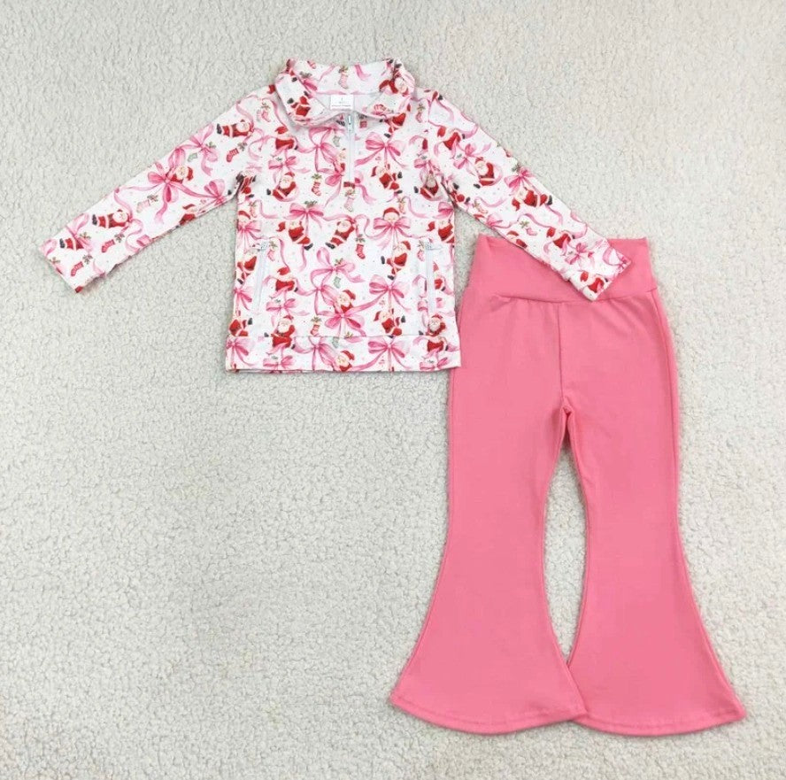Santa Bow Quarter Zip Yoga Set