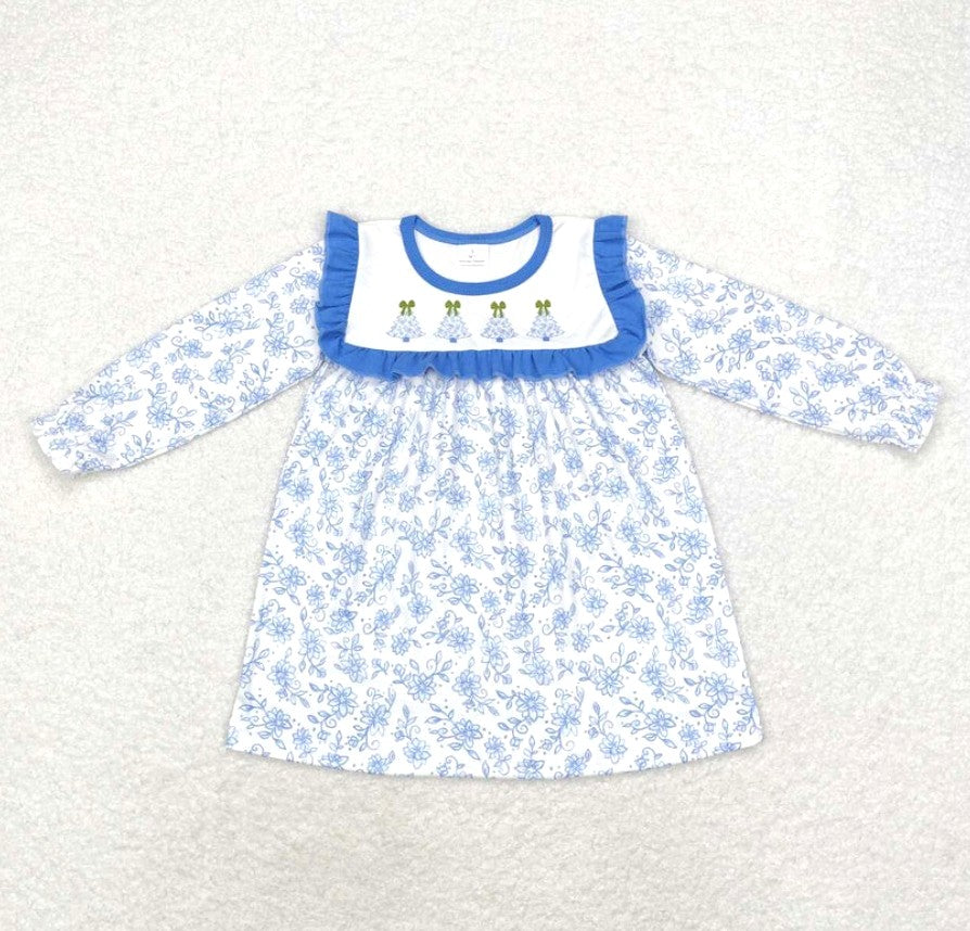 Vintage Blue Floral Tree Dress