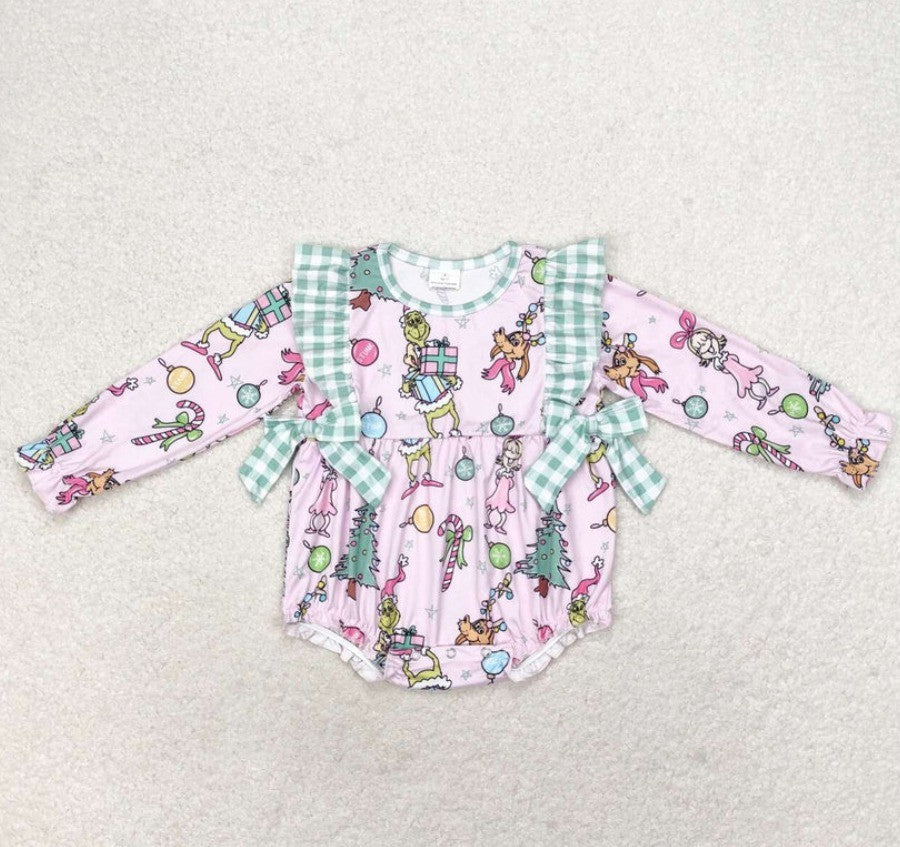 Gingham Grinch Bubble Romper
