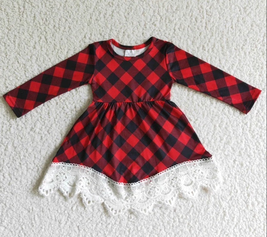 Buffalo Plaid Lace Dress