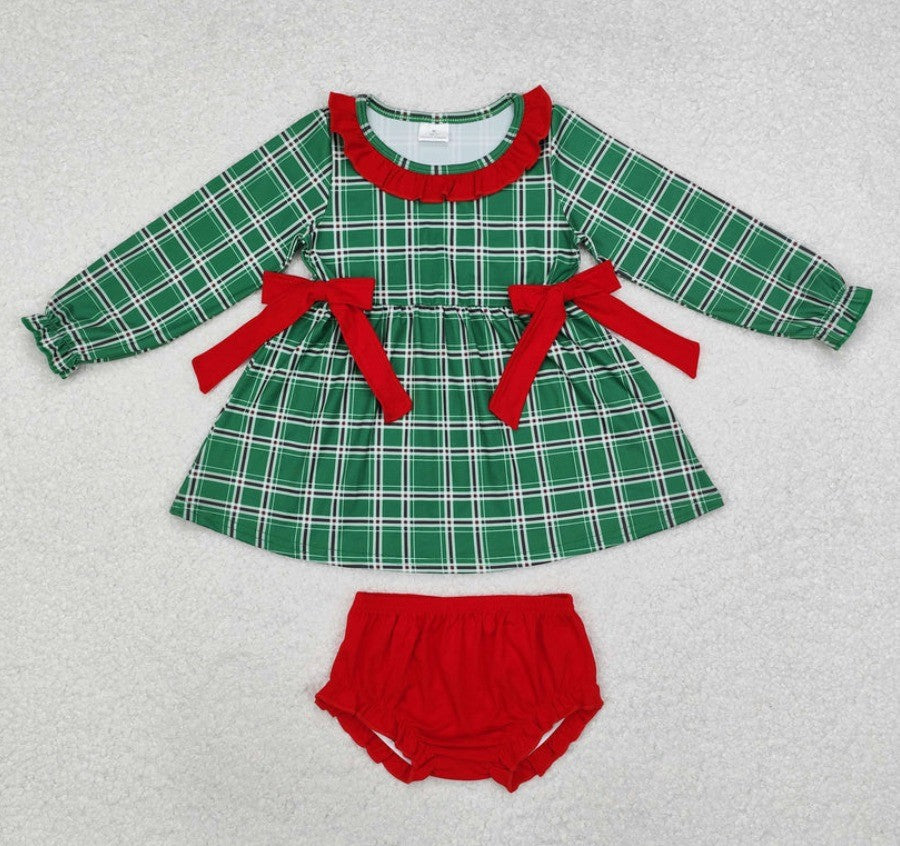 Green and Red Plaid Bummie Infant Set
