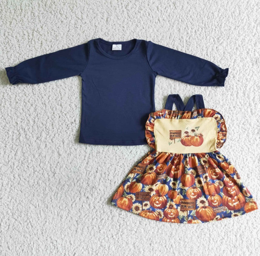 Vintage Style Pumpkin Overall Dress
