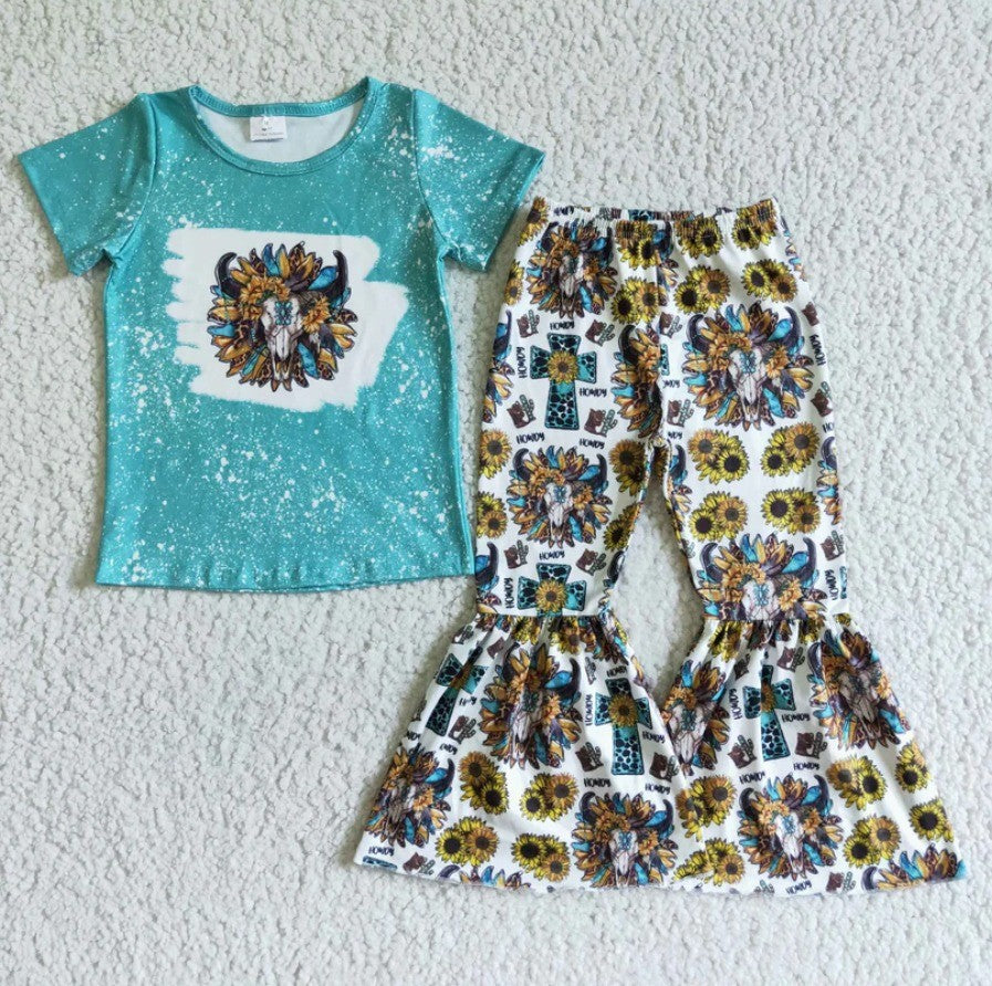 Western Sunflower Skull Bell Set