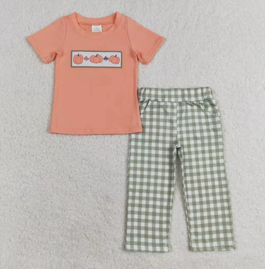 Boys Gingham Pumpkin Set
