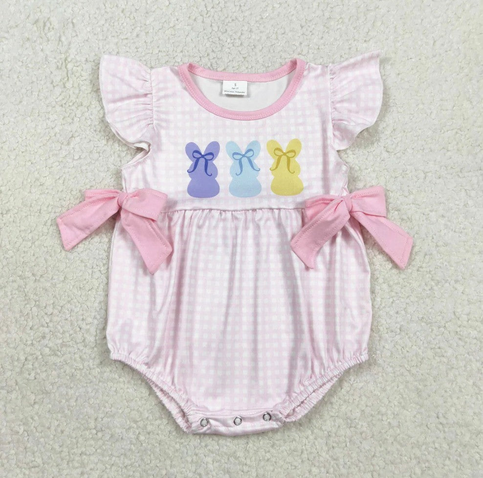 Pink Gingham Bunny Bubble Romper