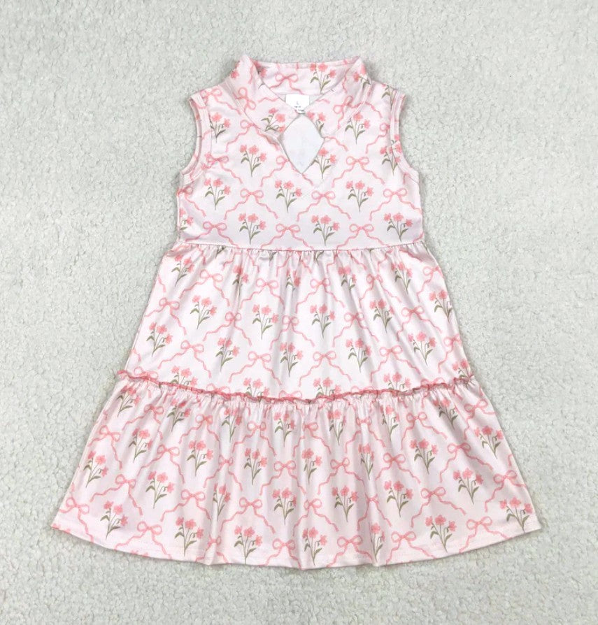 Sleeveless Bow Tiered Dress