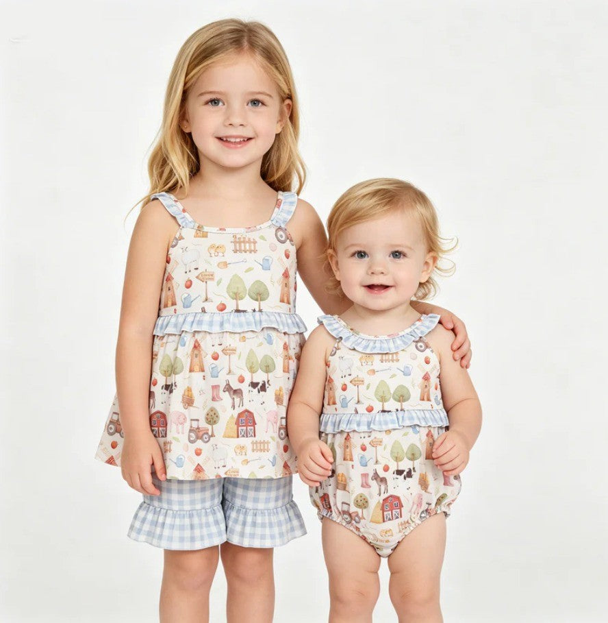 Blue Farm Gingham Sibling Collection