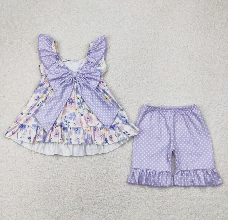 Purple Floral Romper Short Set Collection