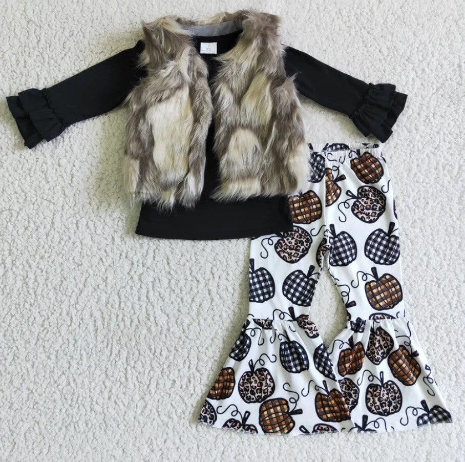 Cheetah & Plaid Pumpkin Set with Vest 3 pc set