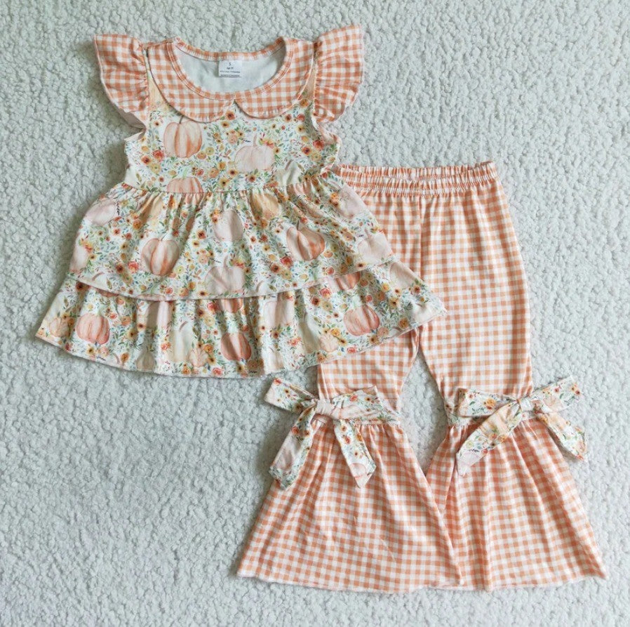 Vintage Style Floral & Gingham Pumpkin Set