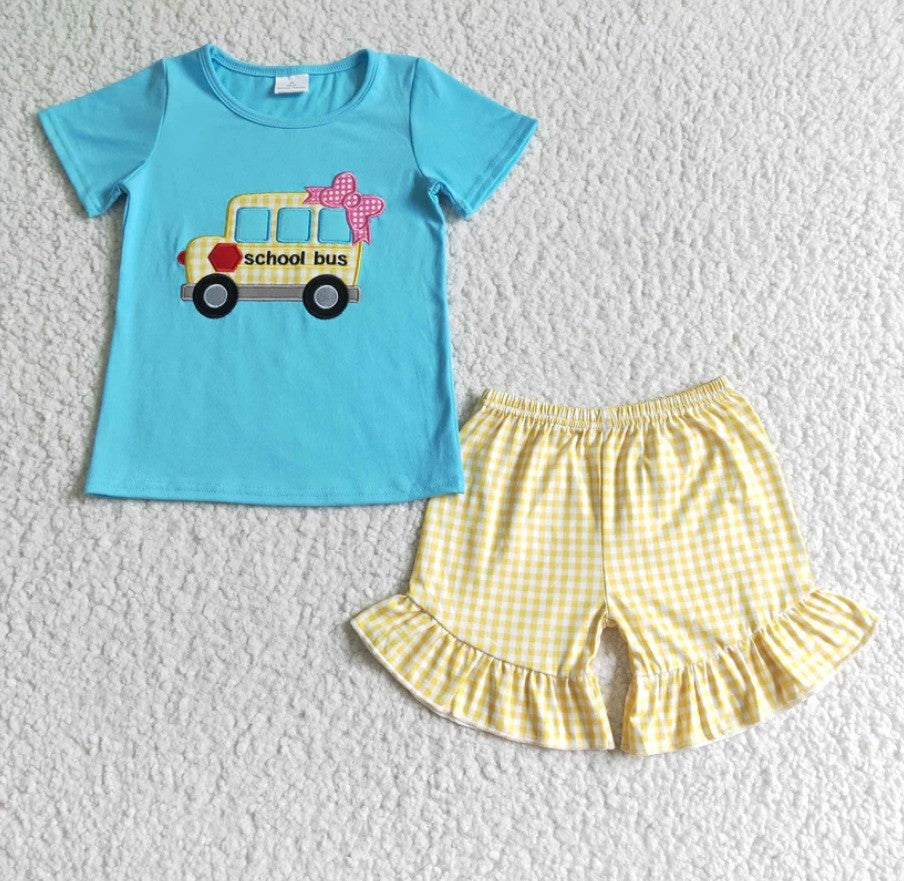 Embroidered School Bus Set