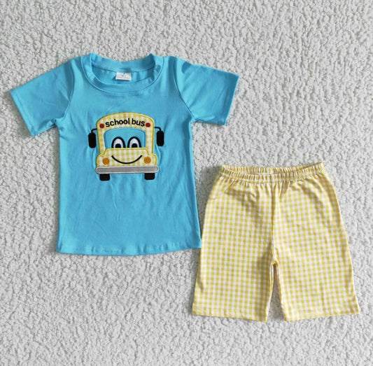Boys Embroidered School Bus Set