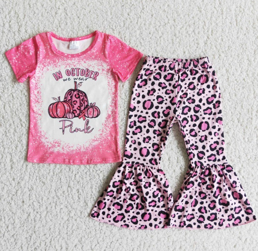 October We Wear Pink Pumpkin Bell Bottom Set