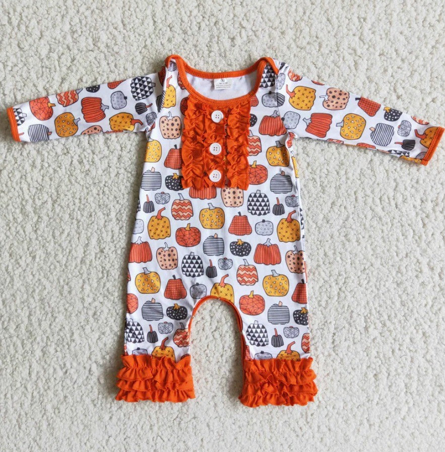 Pumpkin Print Romper