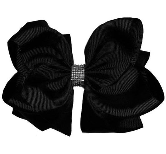 Black 6.5 Inch Rhinestone Bow