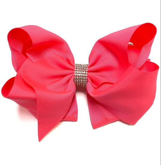 Hot Pink 6.5 Inch Rhinestone Bow