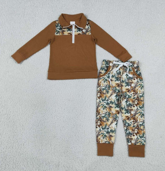 Camo Boys Half Zip Pant Set