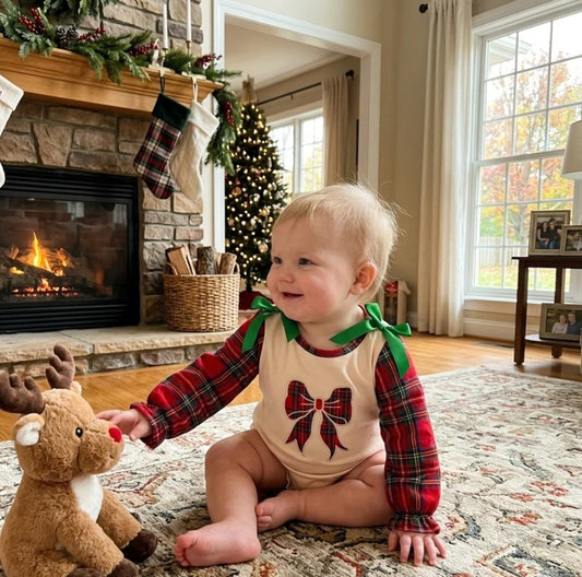 Plaid Bow Bubble Bubble Romper