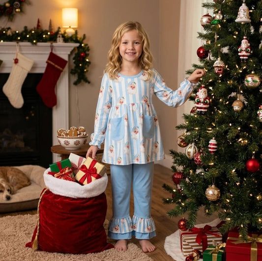 Blue Stripe Santa Set