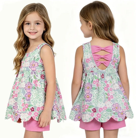Floral Scallop Bow Short Set