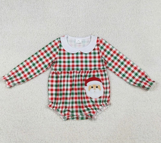 Vintage Gingham Santa Bubble Romper