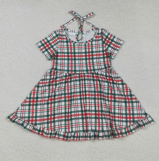 Red Green Plaid Short Sleeve Dress