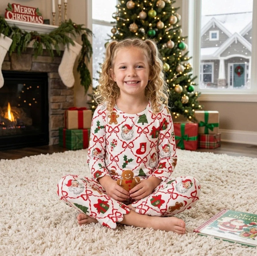 Santa Bow Scalloped Set