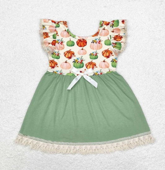 Pumpkin Flowers Tassel Dress