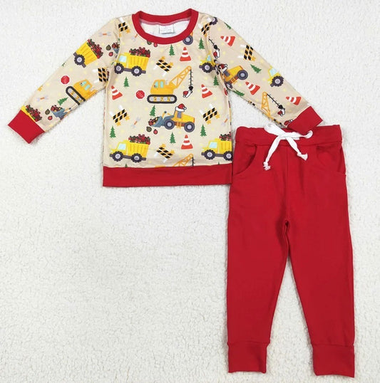 Boys Construction Christmas Jogger Set