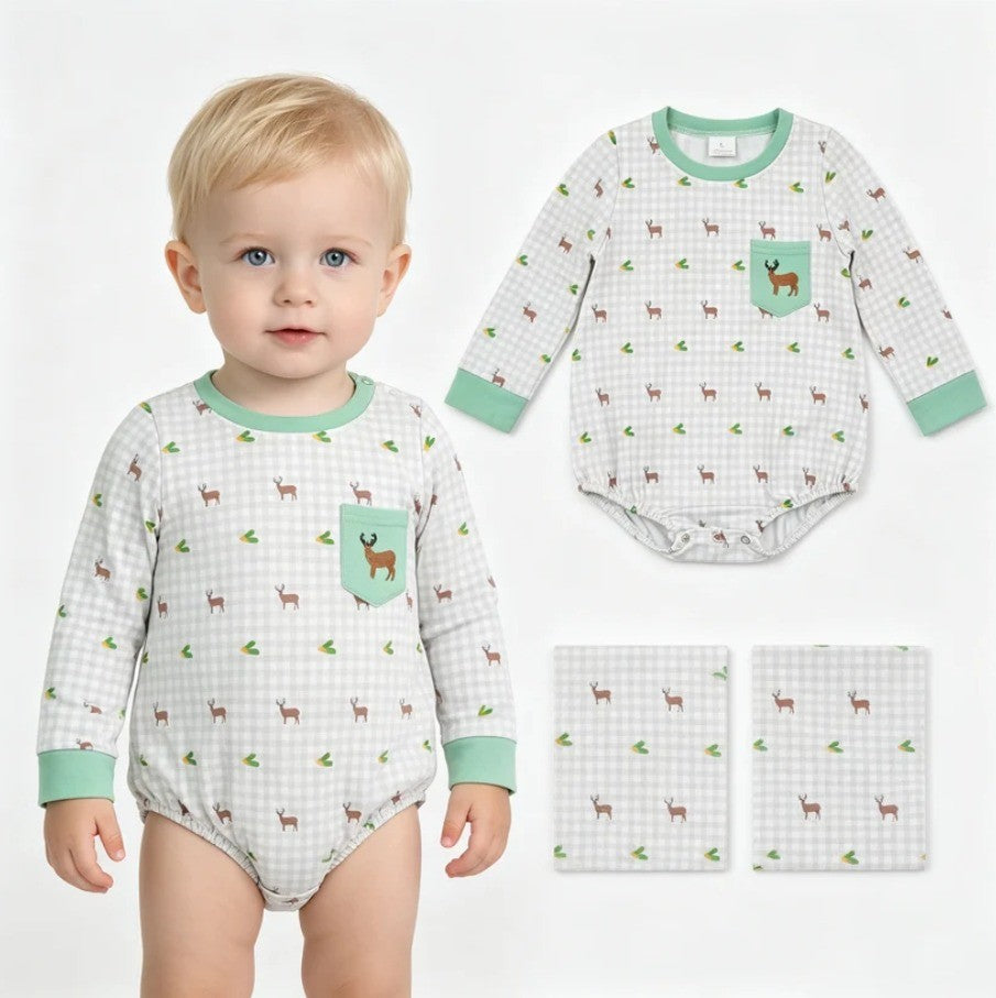 Checkered Deer Romper Top