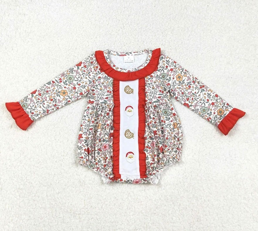 Floral Santa Bubble Romper