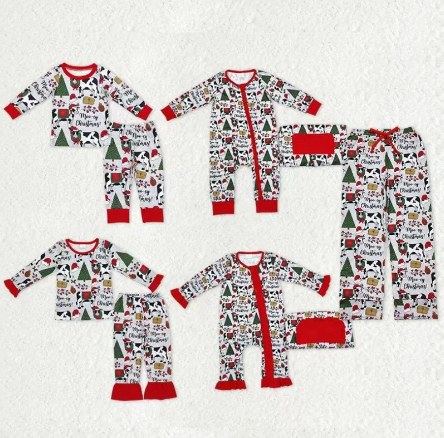 Mooey Christmas Cow Pajama Matching