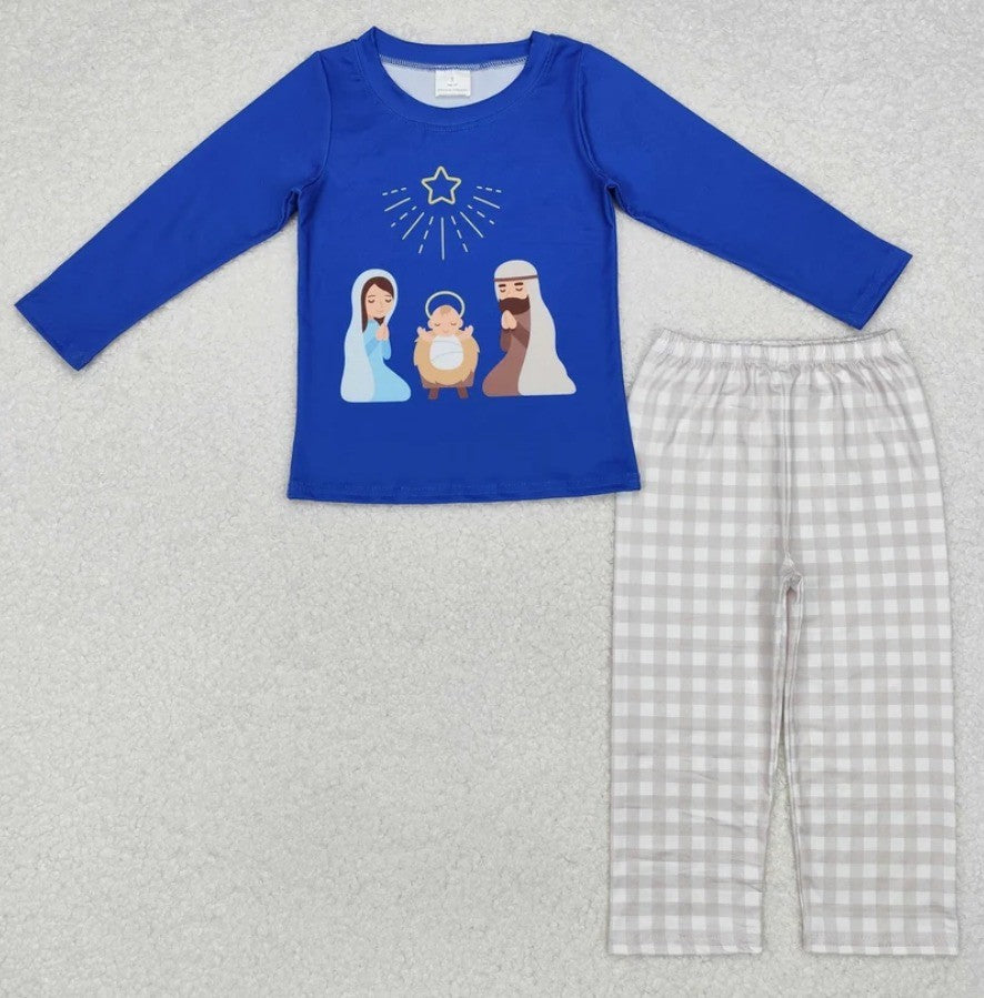 Boys Blue Nativity Set