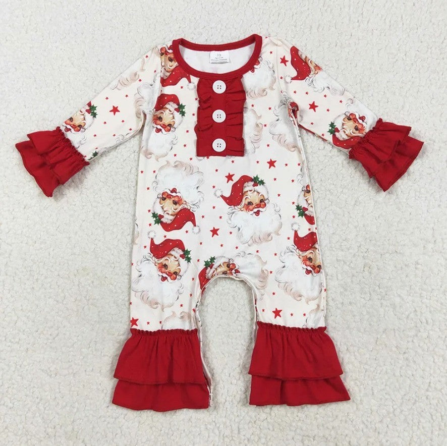 Vintage Santa Infant Girl Romper
