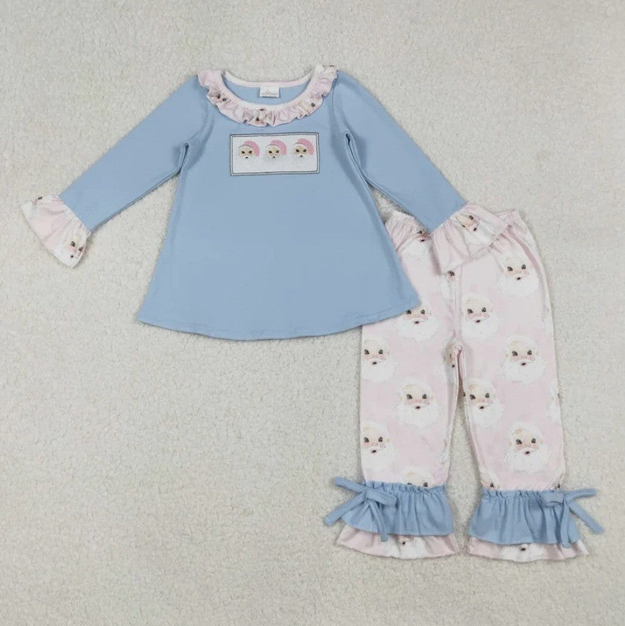 Blue Vintage Santa Sibling Set