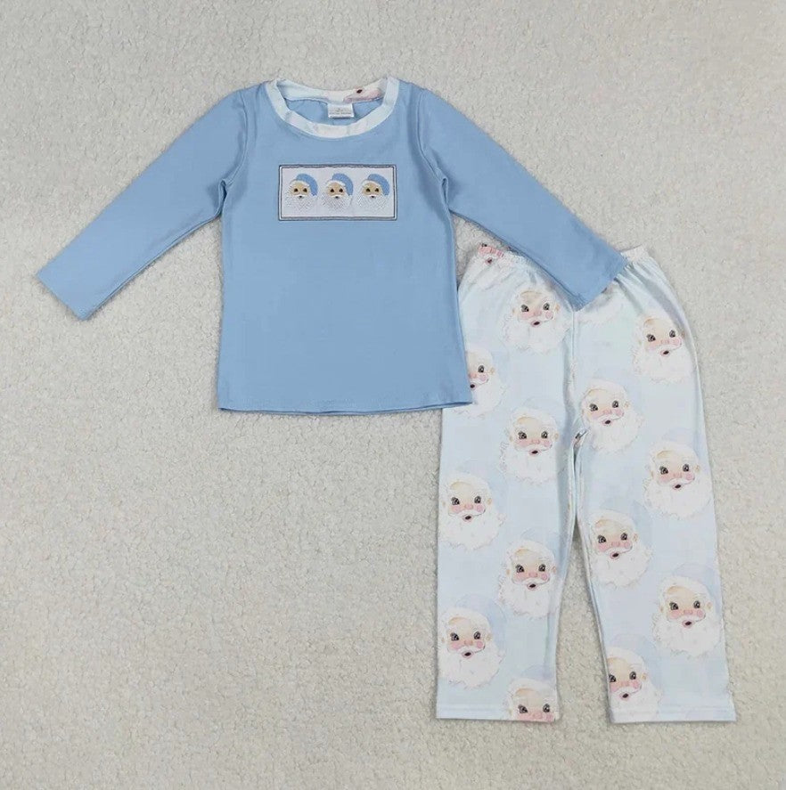 Blue Vintage Santa Sibling Set