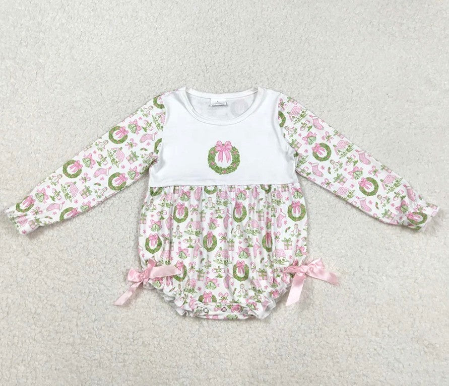 Pink Wreath Bubble Romper