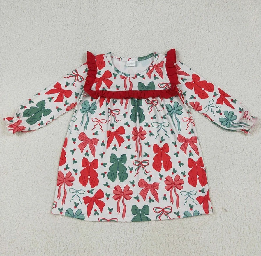 Vintage Christmas Coquette Bow Dress