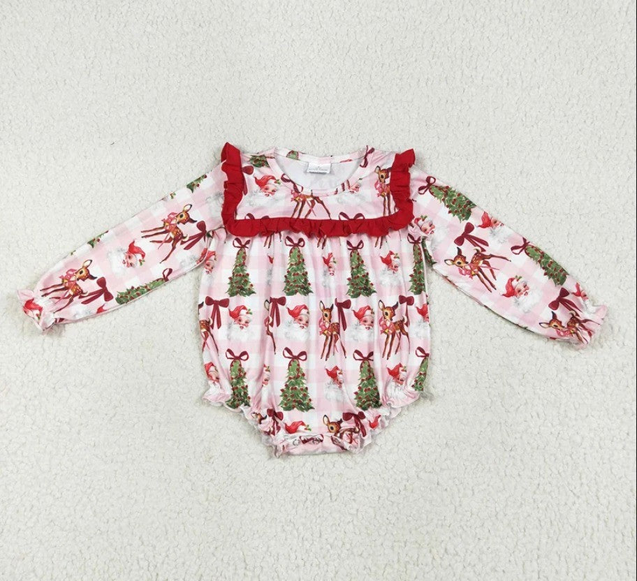 Vintage Santa Reindeer Bubble Romper