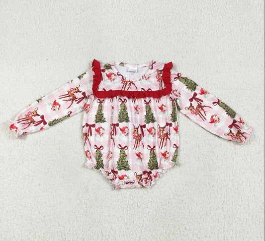 Vintage Santa Reindeer Bubble Romper