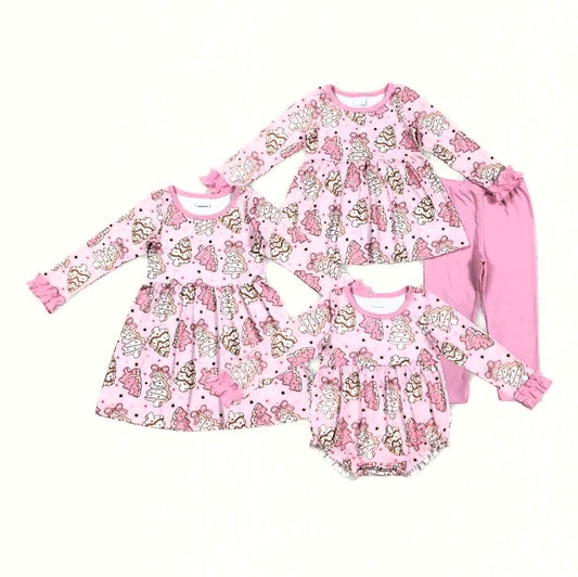 Pink Christmas Tree Cake Sibling Collection