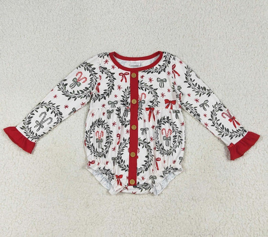Candy Cane Wreath Bubble Romper