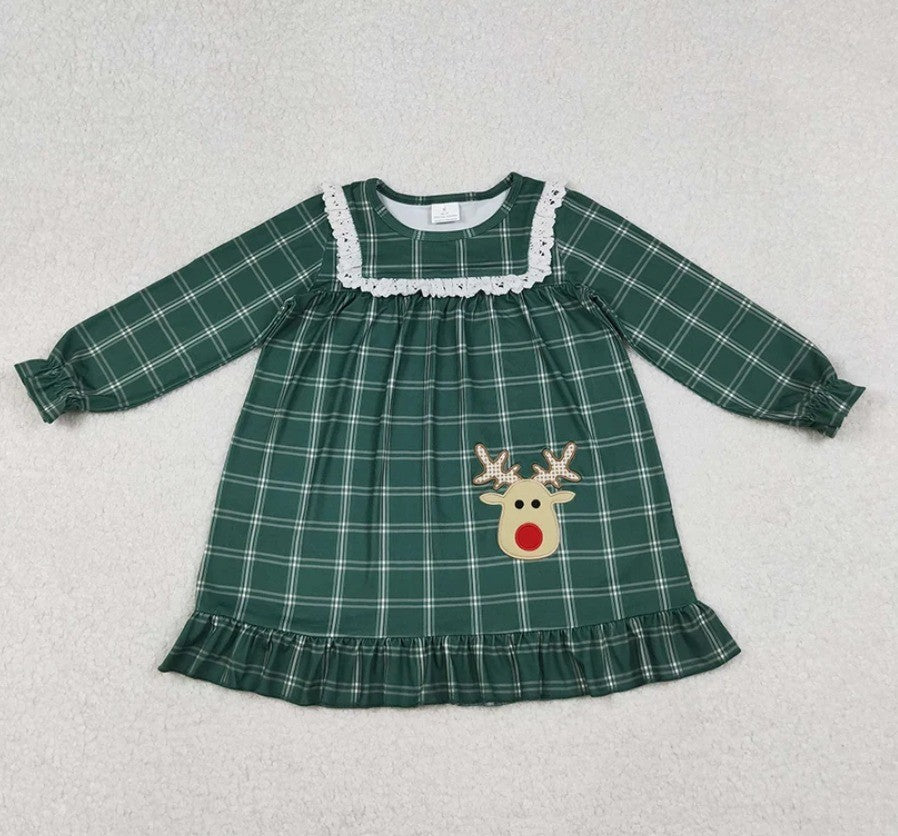 Vintage Plaid Reindeer Dress