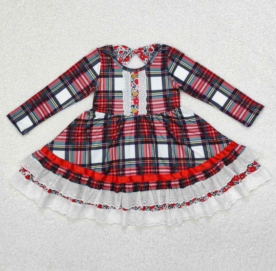 Vintage Plaid Lace Dress