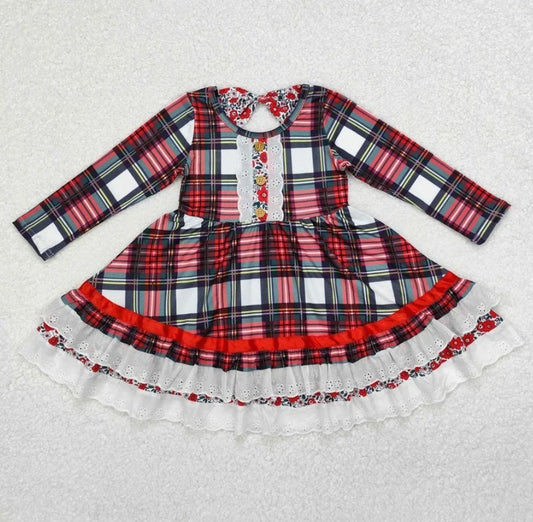 Vintage Plaid Lace Dress