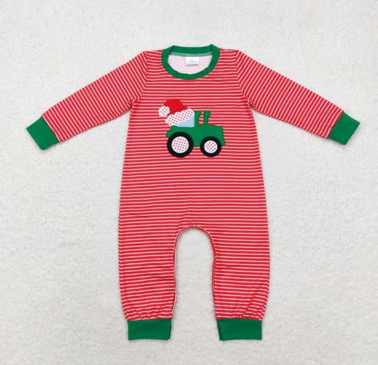 Striped Tractor Boy Romper